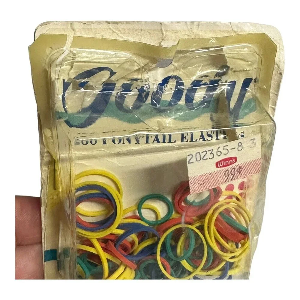 VTG 1989 GOODY Ponytail Elastics Rubber Ponytailers Primary Colors 3981 USA Made